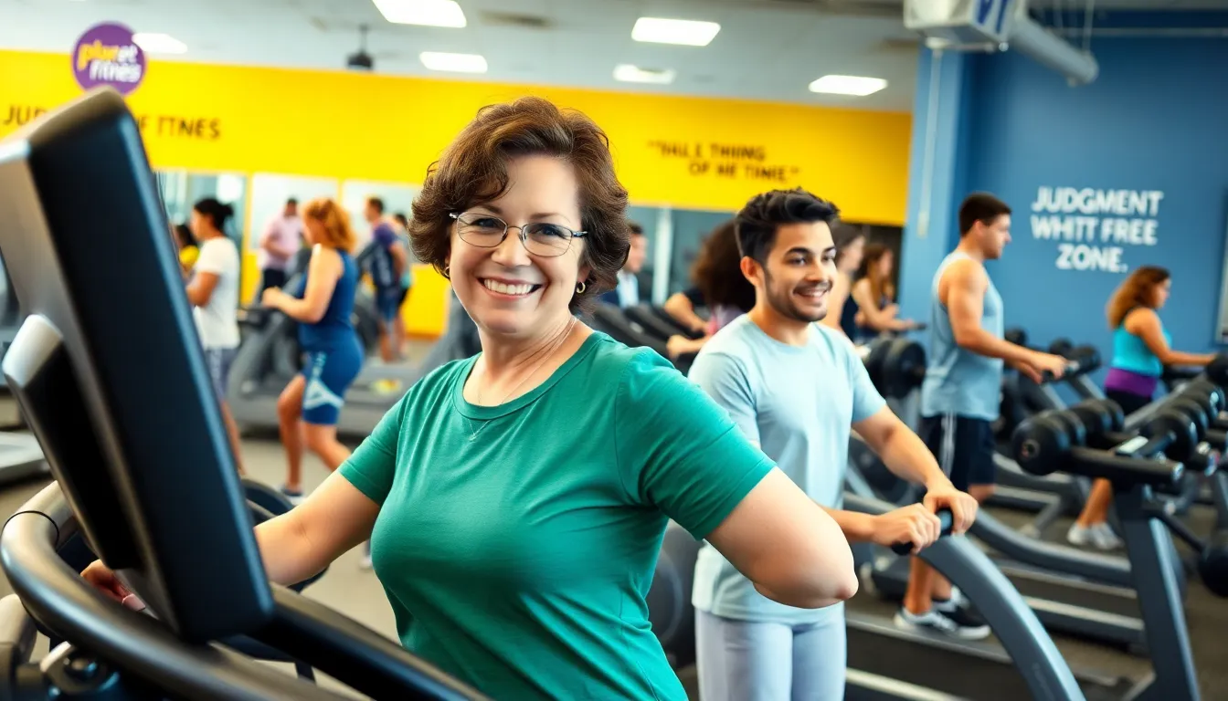 diverse individuals exercising in a welcoming gym setting.